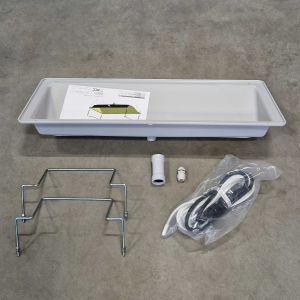 Dryppskål med varmekabel for utedel av luft/luft varmepumpe (330 x 780 x 125 mm)