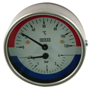 Hydrotermometer 0-4 bar, 20-120 ° C